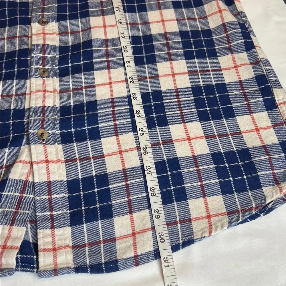 J.Crew Men’s Plaid flannel shirt Blue & Off White SZ XL